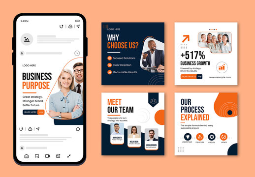 Modern Corporate Business Social Media Post Banner Template Layout Set