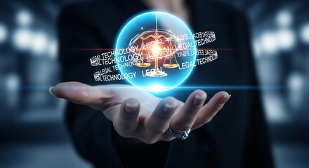 Fototapeta premium business professional holding glowing global network technology sphere in hands