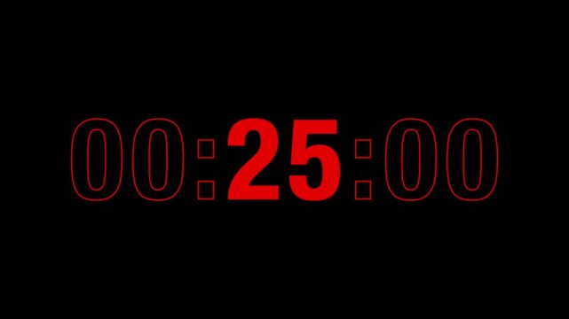 Sporty 30-second countdown timer in bold red type on black, with the seconds in solid fill and minutes and centiseconds in outline, evoking the high-energy aesthetic of premium sports branding.