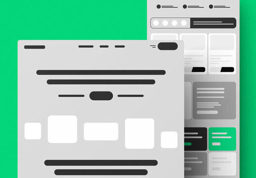 Modern Website Wireframe Interface Design with Minimal Dashboard Layout and Responsive UI Elements