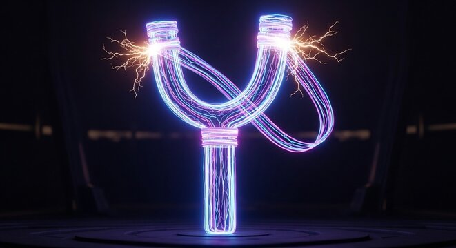 Neon slingshot energy abstract