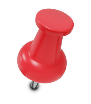 Red Push Pin 3D Render Isolated