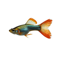 Fototapeta premium A fish swims in clear blue water, providing a natural and peaceful environment