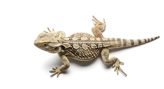 Small lizard on white background studio.