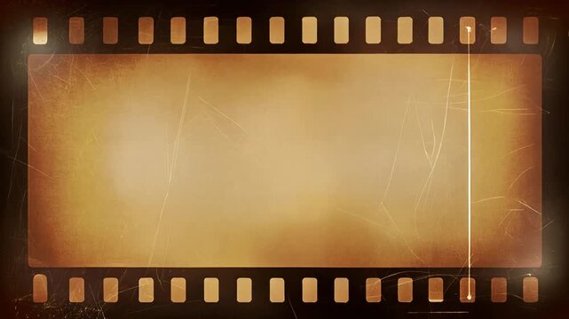 Seamless Loop of Vintage Film Frame Border with Scratches and Dust, Classic Cinematic Motion Graphic Background in Full HD