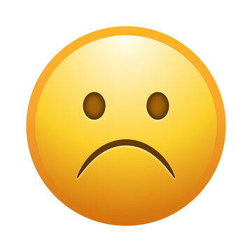 Frowning emoji illustration, isolated on transparent background.