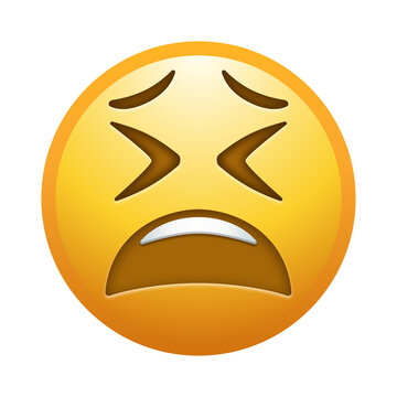 Tired face emoji illustration, isolated on transparent background.