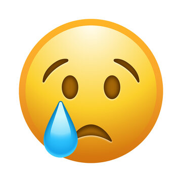 Crying face emoji illustration, isolated on transparent background.