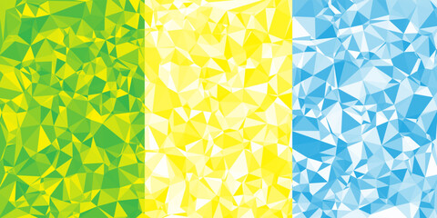 Abstract low poly geometric background with green, yellow, and blue gradient colors. Modern polygon texture vector for banners, posters, wallpapers, and digital design. © Aku