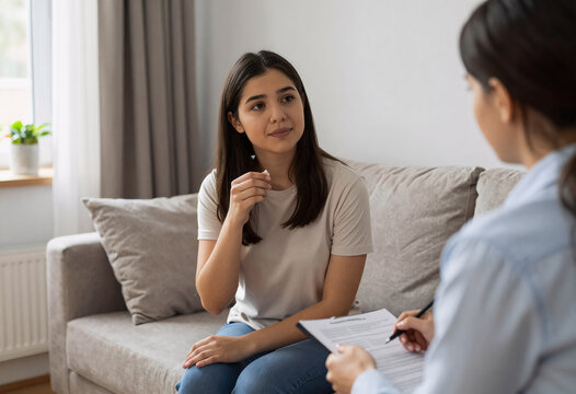 Woman with OCD doing exposure therapy at home with therapist support