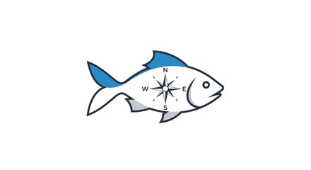 Obraz premium Illustration of a fish with compass.