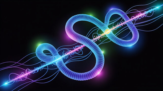 Futuristic neon style endoplasmic reticulum network with glowing membranes and vibrant sci fi biology aesthetics creating a dramatic cellular concept on a dark background