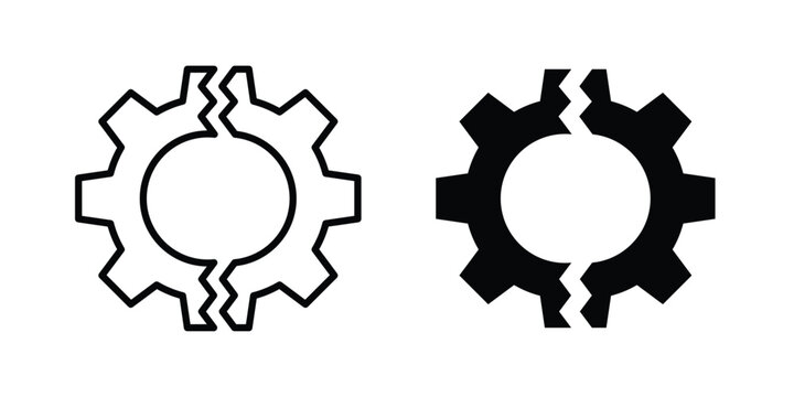 Broken gear icon set illustration. icon designs