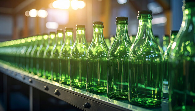 Green glass bottles production line