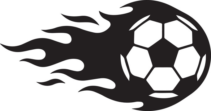 Soccer ball with flame effect vector icon