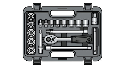 Fototapeta premium Tool kit with sockets, ratchet, and bits