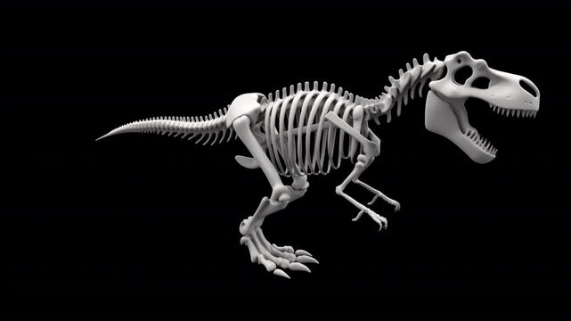 Tyrannosaur skeleton rotating &ndash; 3d render looped.
