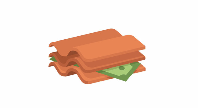 Illustrated sandwich with lettuce and dollar bill filling.