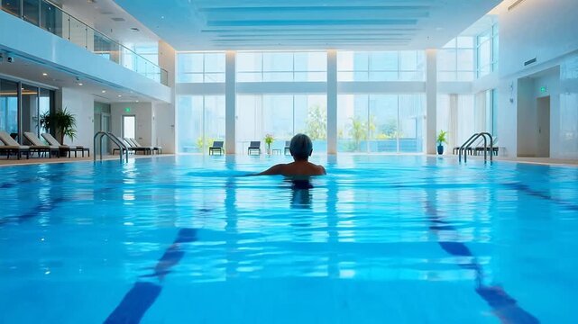 Person in indoor swimming pool
