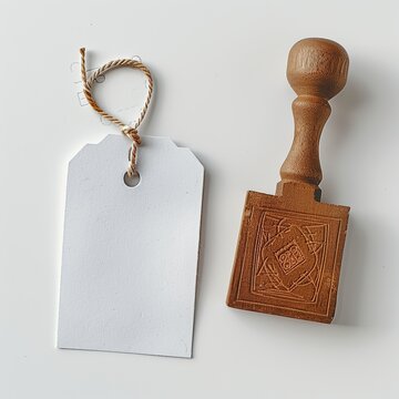 Blank Tag & Wooden Stamp