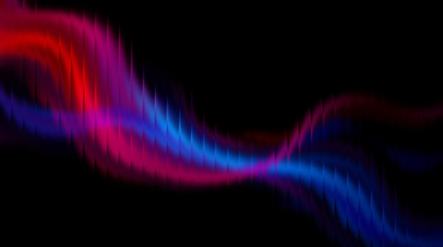 Abstract colorful wave background with pink blue and red hues for music or technology design
