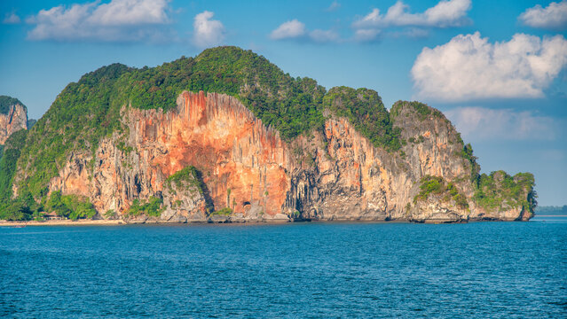 Scenic view of Railay Beach in Phuket as seen from the turquoise sea