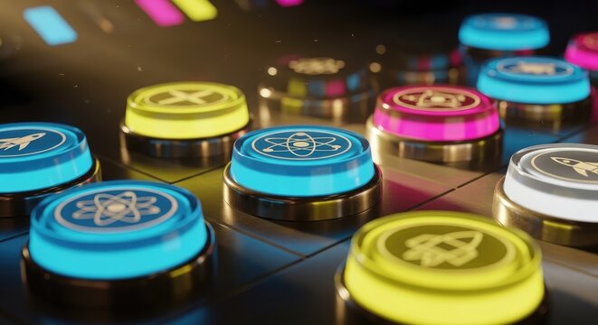 Illuminated Buttons - A Colorful Array of Technology.