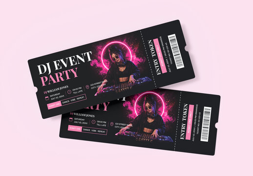 Modern DJ Night Party Event Ticket Template