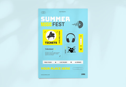 Modern Summer Music Party Festival Flyer Template