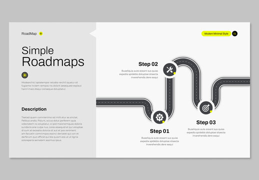 Modern Minimal Roadmap Infographic Template with 3 Steps for Business Presentation Vector