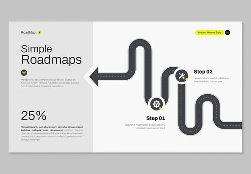 Minimal Roadmap Infographic Template with Timeline and Business Process Steps