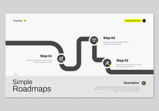 Simple Minimal Roadmap Presentation Template for Workflow and Business Strategy