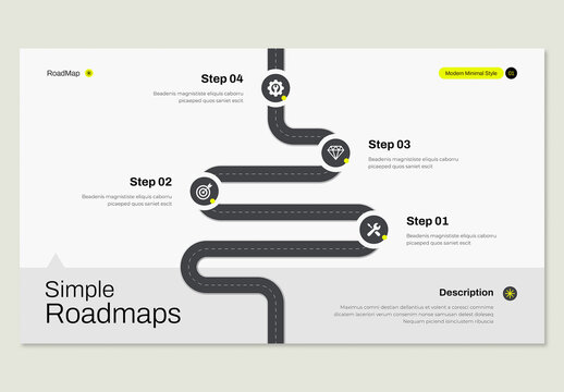 Modern Business Roadmap Timeline Infographic with Step by Step Process Layout