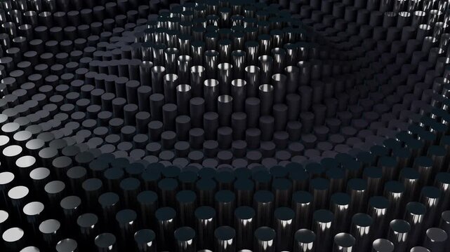 Tech-inspired metallic silver cylindrical wave scrolling background