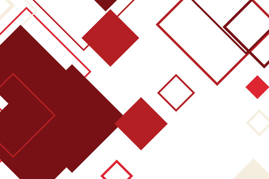 Abstract red geometric shapes with overlapping squares and diamonds