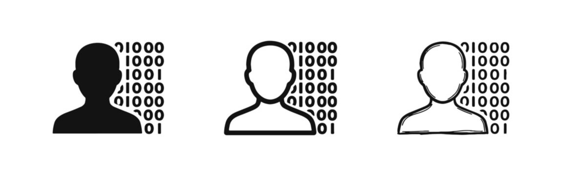 Digital Identity Binary Data User and Programming Icons