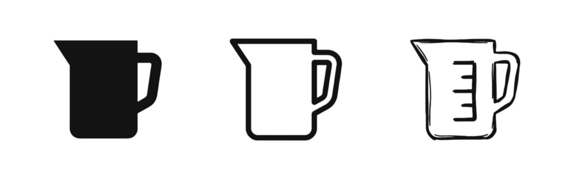 Measuring Jug and Pitcher Icon Set for Cooking and Liquid Volume