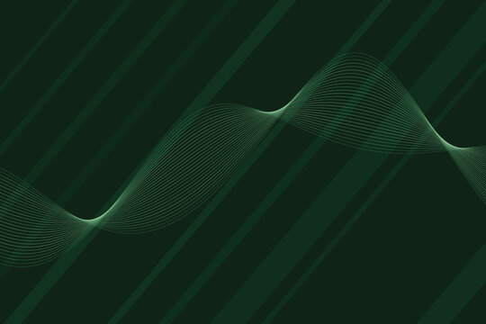 Abstract green wave pattern with diagonal lines on dark background, abstract pattern