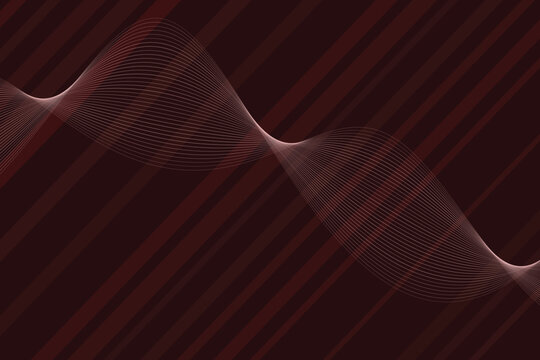 Abstract parametric wave pattern with red and brown stripes