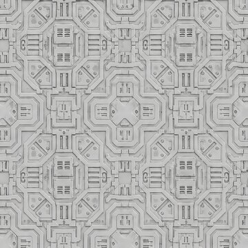 Seamless White Sci-Fi Metal Panel Texture: Clean Industrial Tech Surface