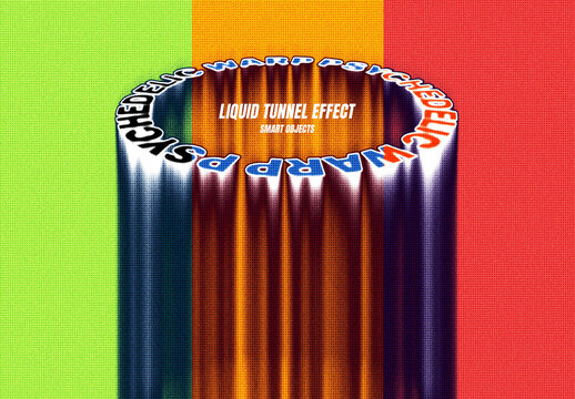 Molten Tunnel Text Effect &ndash; Halftone Typography for Logo, Poster & Branding (PSD)