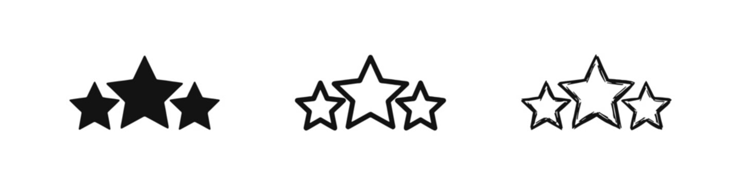 Three Stars Rating Icon Set for Feedback and Quality Review