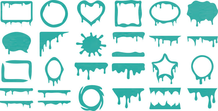 Slime drip shapes collection turquoise goo icons and graphic elements