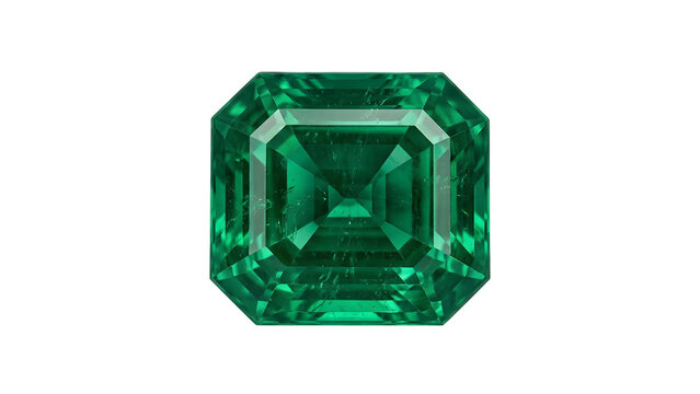 Luxury emerald gemstone isolated on transparent background, green crystal PNG, premium jewelry concept