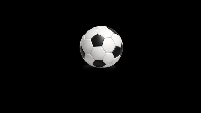 3D Soccer Ball Jumping Animation Isolated on Black Background