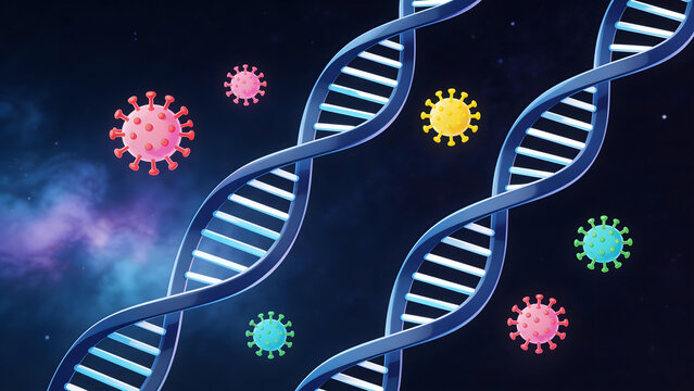 DNA strands and virus models in space