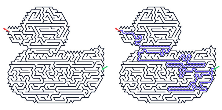 Outline maze with triangular grid pattern, logic puzzle