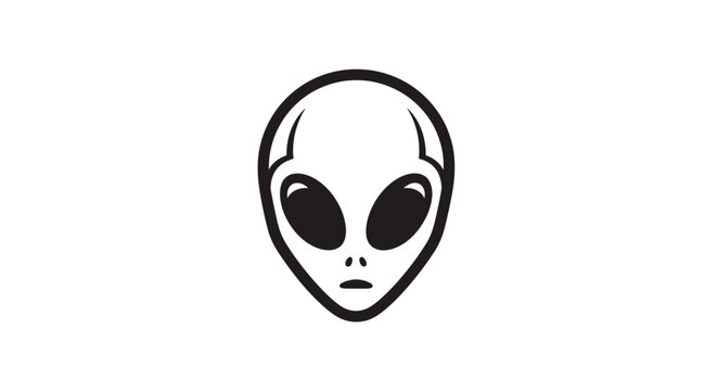 Classic grey alien head mascot logo line art.