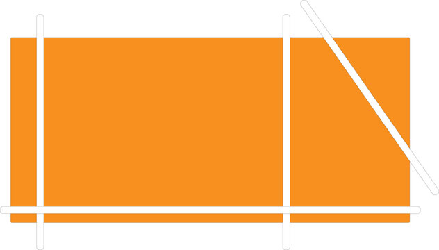 A minimalist featuring a bright orange rectangle with thin white lines forming a frame and a diagonal creating a clean and modern abstract composition.keywords: abstract, orange