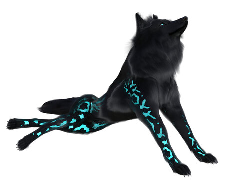 3D rendered illustration of a dark fantasy wolf isolated on a transparent background